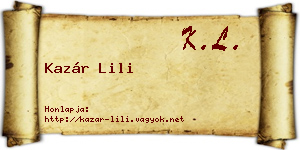 Kazár Lili névjegykártya